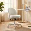 Fauteuil de bureau Aurvaia chaise pivotante réglable à roulettes blanc crème