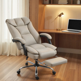 Chaise de Bureau Peras Repose-pieds Dossier Inclinable Cuir Synthétique Kaki