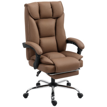 Helreiel Chaise de bureau inclinable avec repose pieds cuir synthétique marron
