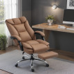 Helreiel Chaise de bureau inclinable avec repose pieds cuir synthétique marron