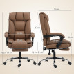 Helreiel Chaise de bureau inclinable avec repose pieds cuir synthétique marron