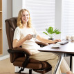 Helreiel Chaise de bureau inclinable avec repose pieds cuir synthétique marron