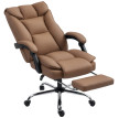 Helreiel Chaise de bureau inclinable avec repose pieds cuir synthétique marron