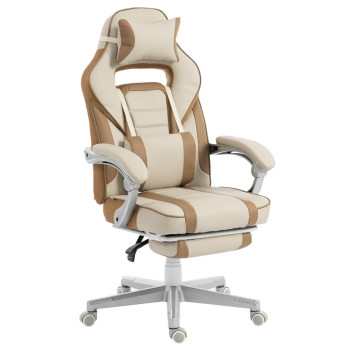Fauteuil Gamer Jaray Inclinable Repose pieds Lombaire Crème