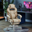 Fauteuil Gamer Jaray Inclinable Repose pieds Lombaire Crème