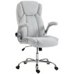 Fauteuil de bureau Jarane ergonomique velours accoudoirs rabattables blanc crème