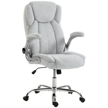 Fauteuil de bureau Jarane ergonomique velours accoudoirs rabattables blanc crème