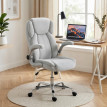 Fauteuil de bureau Jarane ergonomique velours accoudoirs rabattables blanc crème