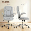 Fauteuil de bureau Jarane ergonomique velours accoudoirs rabattables blanc crème