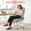 Fauteuil de bureau Jarane ergonomique velours accoudoirs rabattables blanc crème
