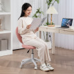 Chaise de bureau pivotante Ylenora velours teddy rose