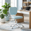 Chaise de bureau Norel pivotante rembourrée réglable bleu clair