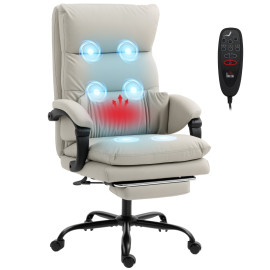 Chaise de Bureau Massante Zeloay Inclinable Chauffante Repose-pieds Gris clair