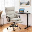 Chaise de Bureau Massante Zeloay Inclinable Chauffante Repose-pieds Gris clair