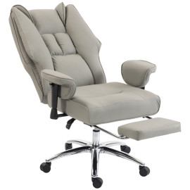 Chaise de Bureau Florinara Ergonomique Inclinable Repose pieds Gris Clair