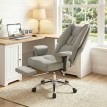 Chaise de Bureau Florinara Ergonomique Inclinable Repose pieds Gris Clair