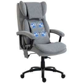 Fauteuil de bureau massage Ralioio ergonomique pivotant velours gris