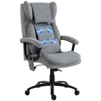 Fauteuil de bureau massage Ralioio ergonomique pivotant velours gris