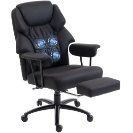 Fauteuil de bureau Riven massant 3D repose pieds dossier haut noir