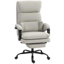 Chaise de bureau Heleo fauteuil de direction réglable lombaire similicuir gris clair