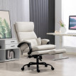 Chaise de bureau Heleo fauteuil de direction réglable lombaire similicuir gris clair