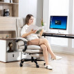Chaise de bureau Heleo fauteuil de direction réglable lombaire similicuir gris clair