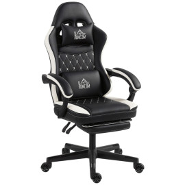 Chaise gaming Avova ergonomique inclinable repose-pieds noir blanc