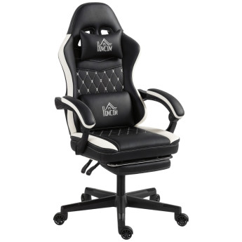 Chaise gaming Avova ergonomique inclinable repose-pieds noir blanc