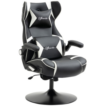 Chaise de gaming Estvium fauteuil gamer haut parleurs intégrés noir blanc