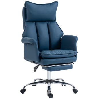 Fauteuil de bureau Teret inclinable avec repose pieds cuir synthétique bleu