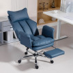 Fauteuil de bureau Teret inclinable avec repose pieds cuir synthétique bleu