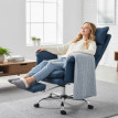 Fauteuil de bureau Teret inclinable avec repose pieds cuir synthétique bleu