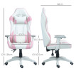 Chaise gaming Florara racing inclinable simili cuir rose blanc
