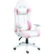 Chaise gaming Florara racing inclinable simili cuir rose blanc