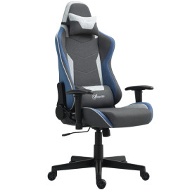Nalova Chaise Gaming Inclinable Balançoire Tissu Effet Lin Bleu