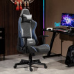 Nalova Chaise Gaming Inclinable Balançoire Tissu Effet Lin Bleu