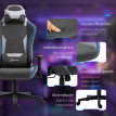 Nalova Chaise Gaming Inclinable Balançoire Tissu Effet Lin Bleu