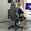 Nalova Chaise Gaming Inclinable Balançoire Tissu Effet Lin Bleu