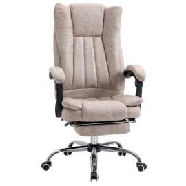 Fauteuil de bureau Terian pivotant inclinable avec repose pieds beige