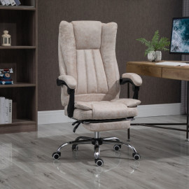Fauteuil de bureau Terian pivotant inclinable avec repose pieds beige
