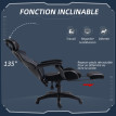 Chaise de bureau gaming Galoara ergonomique inclinable noire