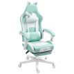 Chaise gaming Salane inclinable repose pieds coussins blanc bleu