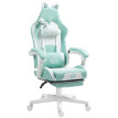 Chaise gaming Salane inclinable repose pieds coussins blanc bleu