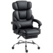 Chaise de Bureau Isson Cuir PU Repose Pieds Appui Tête Lombaire Noir