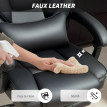 Chaise de Bureau Isson Cuir PU Repose Pieds Appui Tête Lombaire Noir