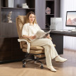 Chaise de bureau Torria ergonomique pivotante repose-pieds marron clair