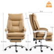 Chaise de bureau Torria ergonomique pivotante repose-pieds marron clair