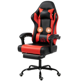 Chaise gamer Larine inclinable massage lombaire repose pieds rouge