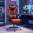 Chaise gamer Larine inclinable massage lombaire repose pieds rouge