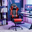 Chaise gamer Larine inclinable massage lombaire repose pieds rouge